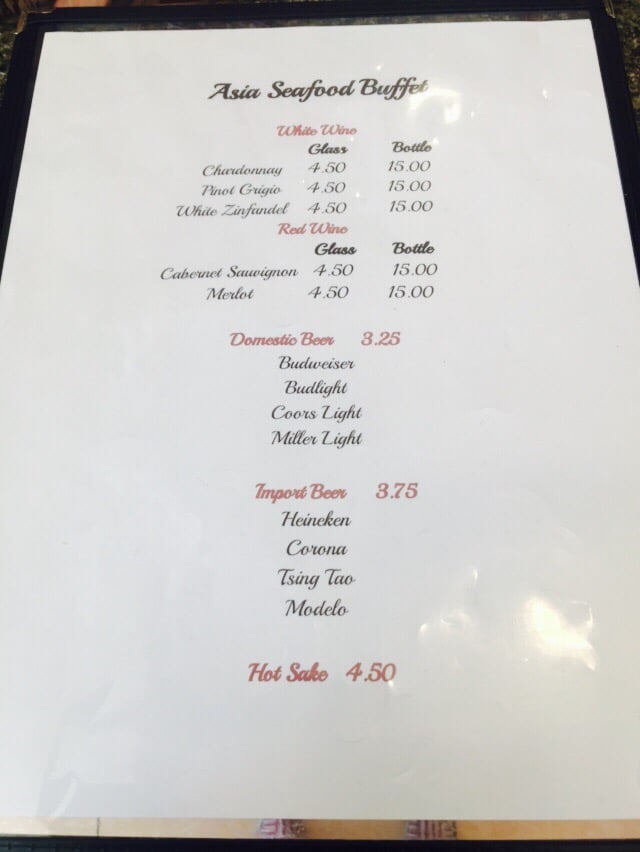 Menu Asia Seafood Buffet